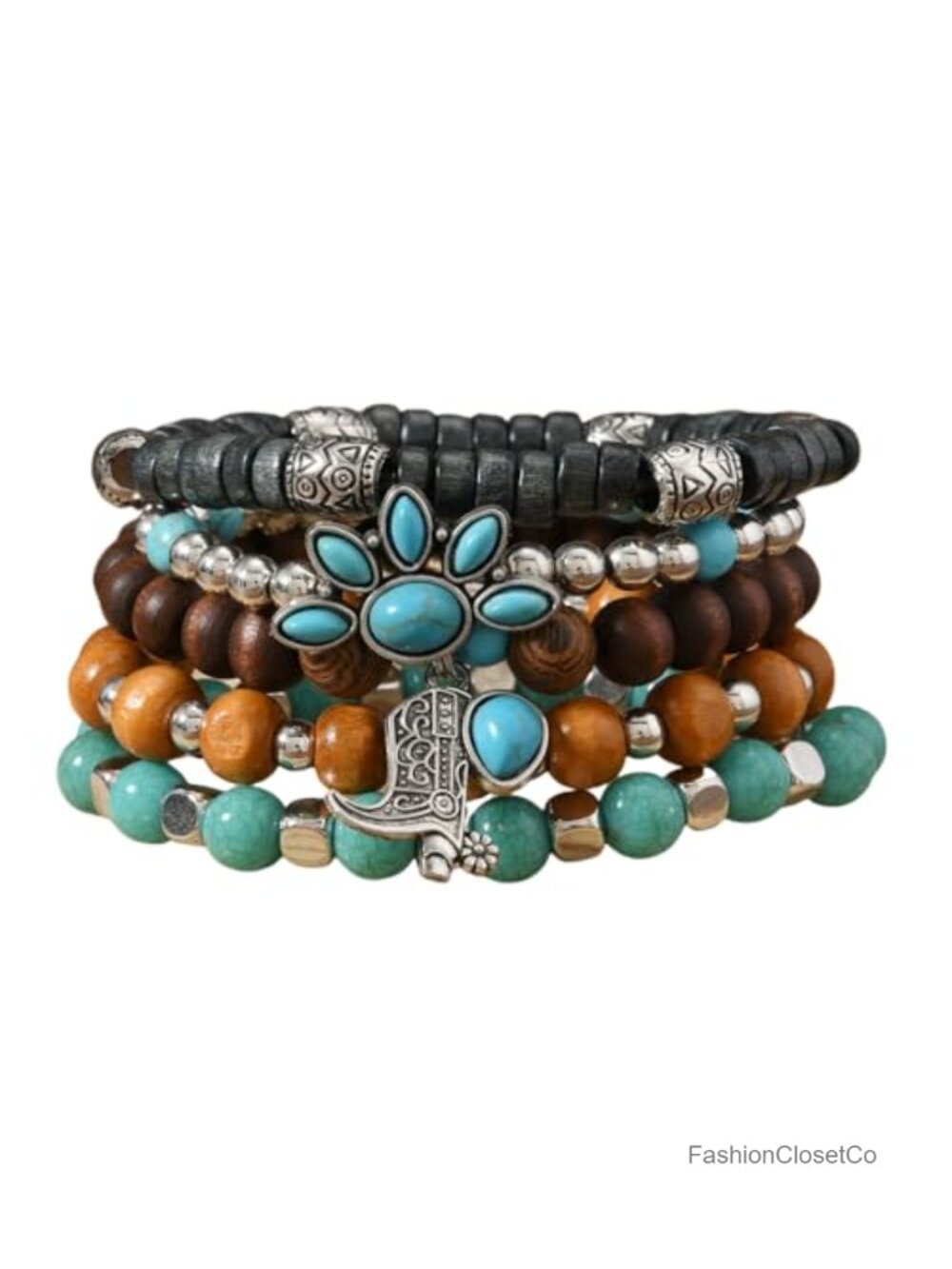 Turquoise Bracelets Handmade Beaded Western Bohemian Stretch Bracelet Cowboy